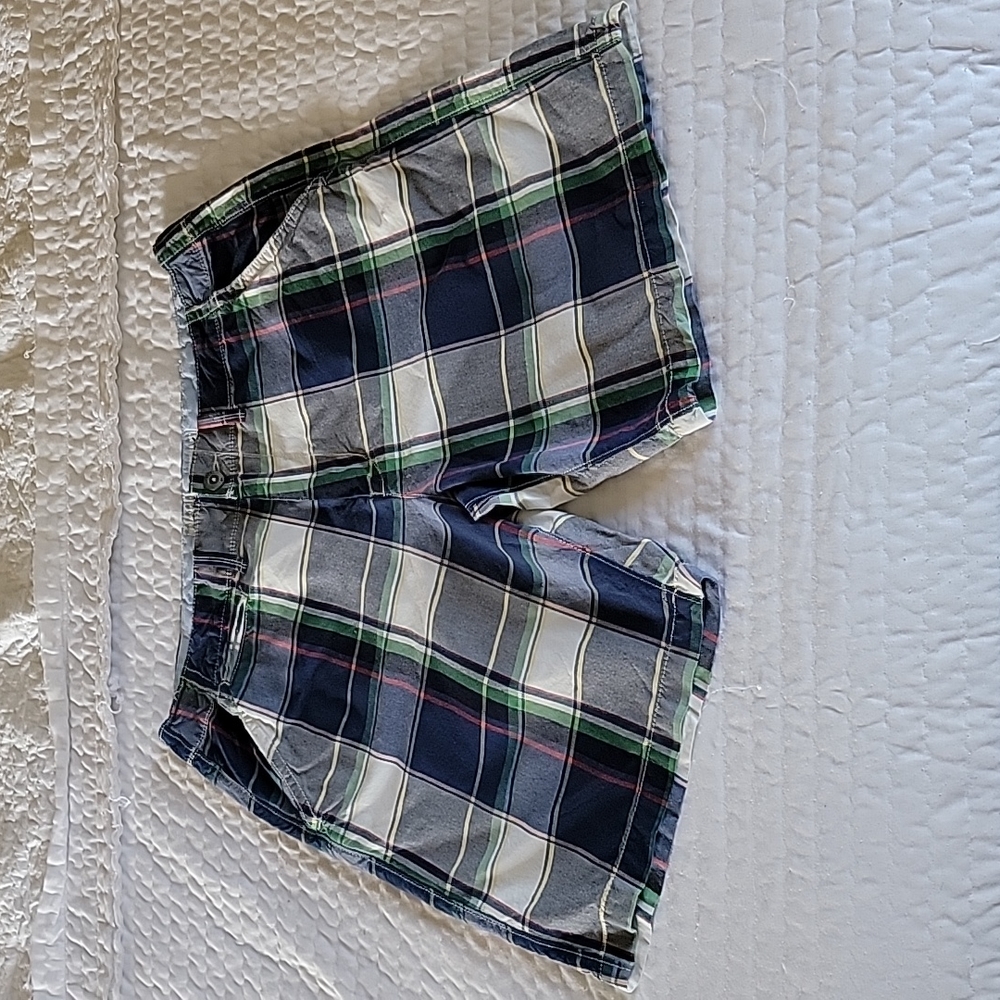 Men's American Eagle Outfitters Bermuda Shorts, Blue Multi Plaid, Size 34